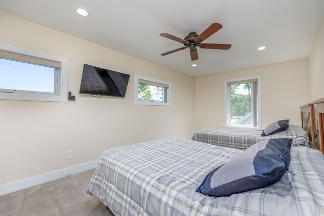 7140 Holiday Dr, Canadian Lakes, MI 49346 - bedroom with recessed lighting, baseboards, multiple windows, and carpet floors