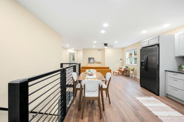 308 Hillview St, Buchanan, MI 49107 - dining room with ceiling fan, light wood finished floors, recessed lighting, and baseboards