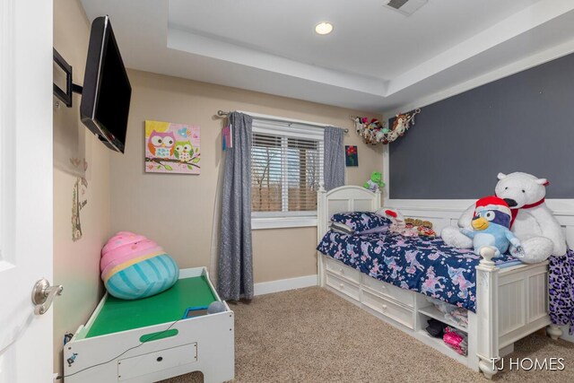 3969 Murray View Ave NE, Lowell, MI 49331 - bedroom with baseboards, a raised ceiling, carpet flooring, and recessed lighting