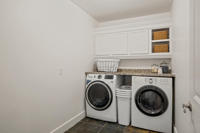3969 Murray View Ave NE, Lowell, MI 49331 - clothes washing area with baseboards, cabinet space, and washing machine and dryer