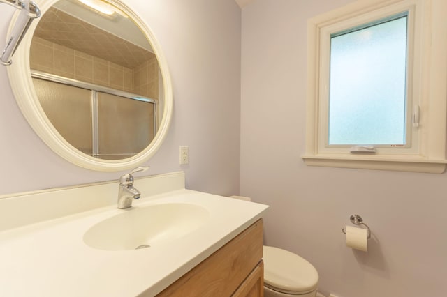 3010 Hill An Brook Dr, Portage, MI 49024 - full bath with plenty of natural light, vanity, a shower with shower door, and toilet