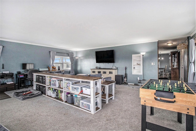 13627 Cadmus Rd, Hudson, MI 49247 - playroom with carpet flooring and ornamental molding