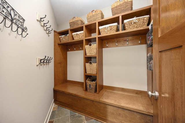8702 E 98th St, Howard City, MI 49329 - mudroom with baseboards and stone finish flooring