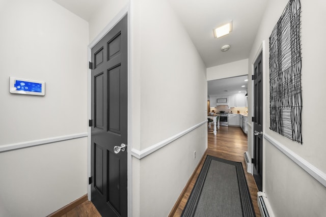 hall featuring dark wood-style floors