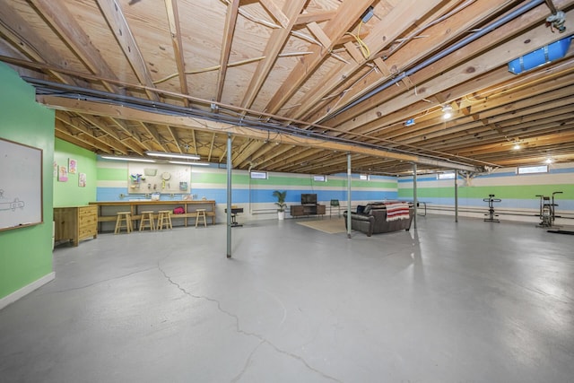 garage with baseboards