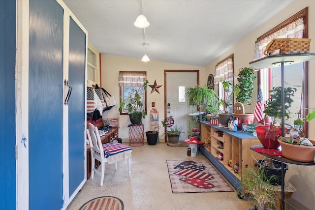 846 Morton Rd, Horton, MI 49246 - entryway with vaulted ceiling and speckled floor