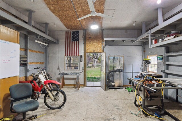 846 Morton Rd, Horton, MI 49246 - below grade area featuring ceiling fan and a garage