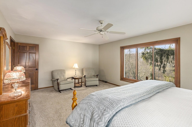 10159 E Rivershore Dr SE, Alto, MI 49302 - bedroom featuring ceiling fan, baseboards, and carpet