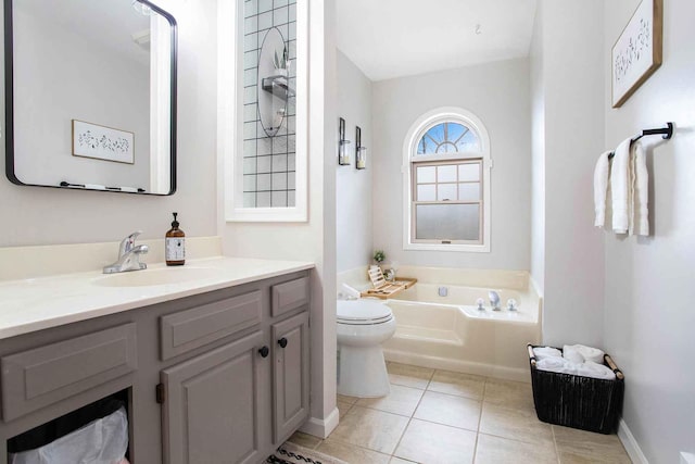3316 W Lemon Creek Rd, Bridgman, MI 49106 - full bath with tile patterned flooring, a bath, toilet, vanity, and baseboards