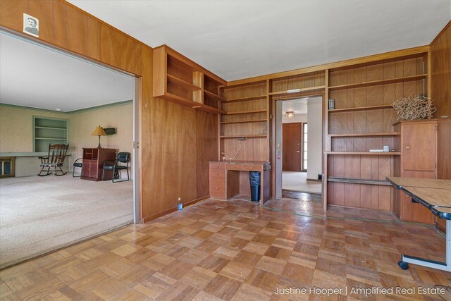 1220 W Green St, Hastings, MI 49058 - unfurnished living room featuring wooden walls