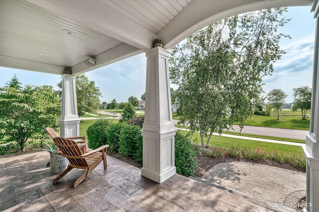 view of patio featuring a porch