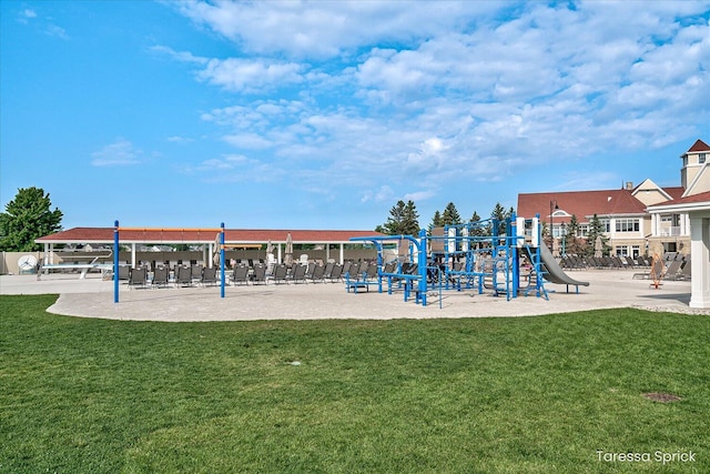community playground with a yard