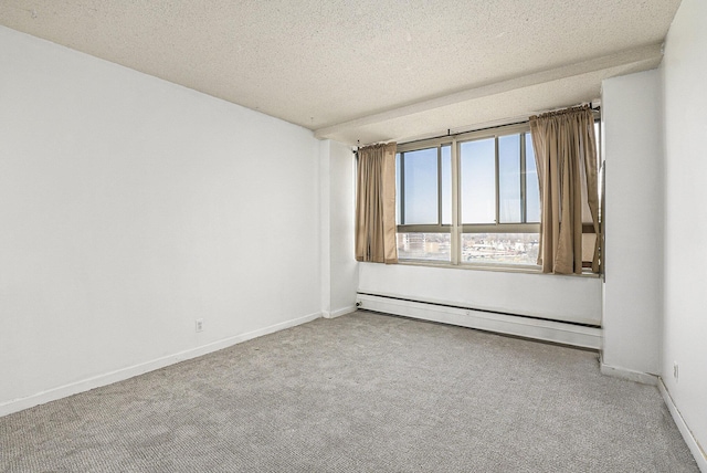 8900 E Jefferson Ave Unit 1109, Detroit, MI 48214 - unfurnished room featuring carpet floors, a baseboard radiator, baseboards, and a textured ceiling