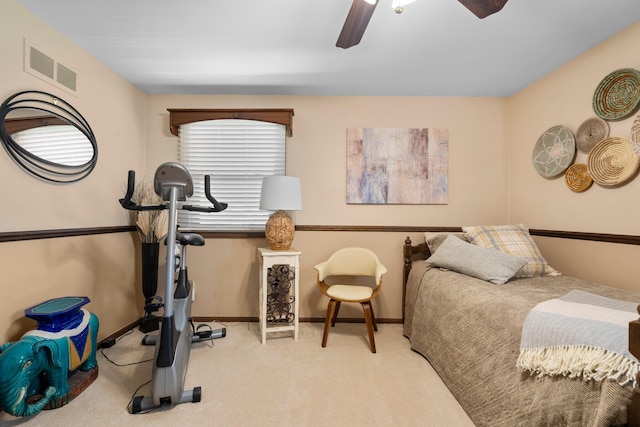 16264 White Haven Dr, Northville, MI 48168 - bedroom featuring visible vents, baseboards, a ceiling fan, and carpet flooring