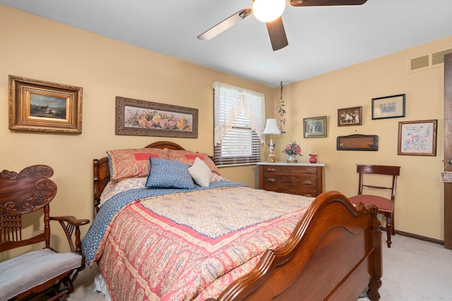 16264 White Haven Dr, Northville, MI 48168 - carpeted bedroom with visible vents, baseboards, and a ceiling fan