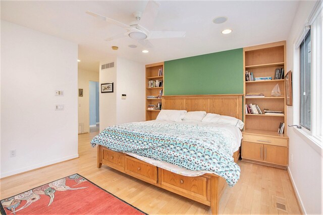 8023 Trail Rdg, Dexter, MI 48130 - bedroom featuring light wood finished floors, baseboards, visible vents, and recessed lighting