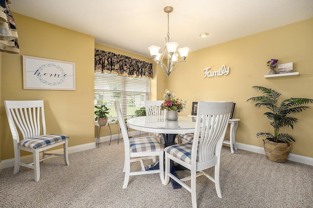 500 Mckinley, Three Rivers, MI 49093 - dining room featuring carpet, a chandelier, and baseboards