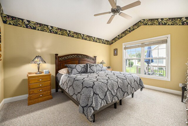 500 Mckinley, Three Rivers, MI 49093 - bedroom with ceiling fan, carpet flooring, vaulted ceiling, and baseboards