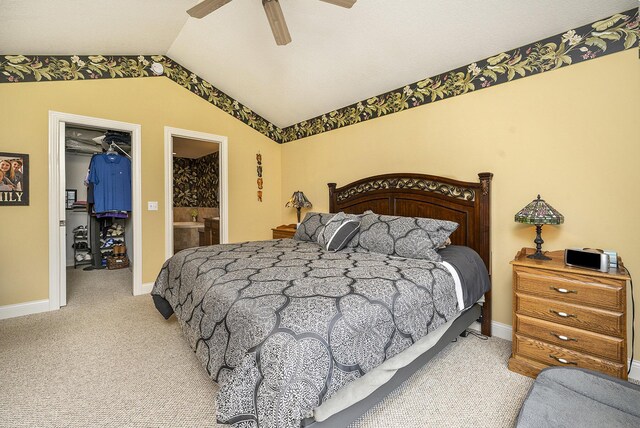 500 Mckinley, Three Rivers, MI 49093 - bedroom with carpet, a closet, a spacious closet, lofted ceiling, and baseboards