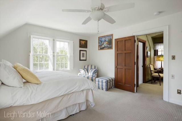 3020 Fulton St SE, Grand Rapids, MI 49506 - carpeted bedroom featuring ceiling fan and vaulted ceiling
