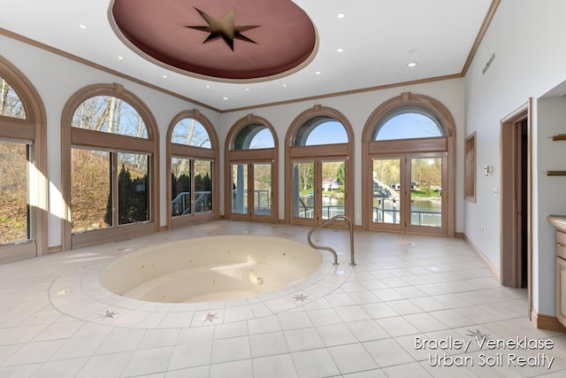 7635 Sandy Hollow Dr SE, Alto, MI 49302 - community lobby with ornamental molding, recessed lighting, and a towering ceiling