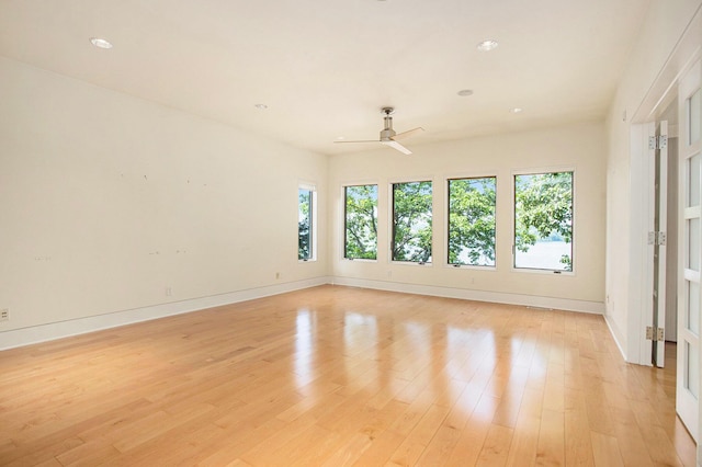 20 Hiawatha Dr, Battle Creek, MI 49015 - empty room featuring a ceiling fan, light wood-style flooring, and recessed lighting