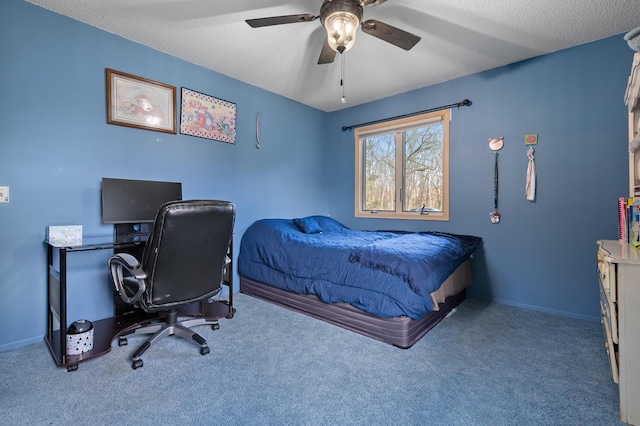 8524 E B Ave, Richland, MI 49083 - bedroom with carpet, a ceiling fan, an office area, and baseboards