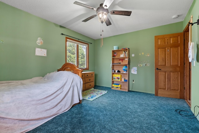 8524 E B Ave, Richland, MI 49083 - carpeted bedroom with a ceiling fan and a textured ceiling