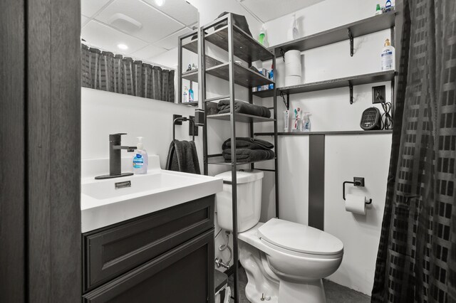 8524 E B Ave, Richland, MI 49083 - bathroom featuring toilet, vanity, and curtained shower