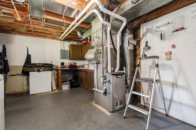 8524 E B Ave, Richland, MI 49083 - unfinished below grade area with electric panel and heating unit