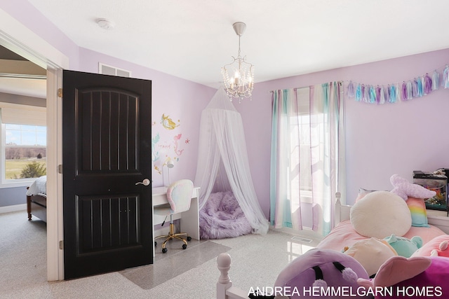 4459 36th St, Hamilton, MI 49419 - bedroom with visible vents and a chandelier