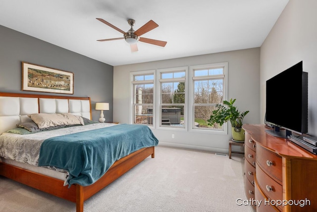 bedroom with carpet and ceiling fan