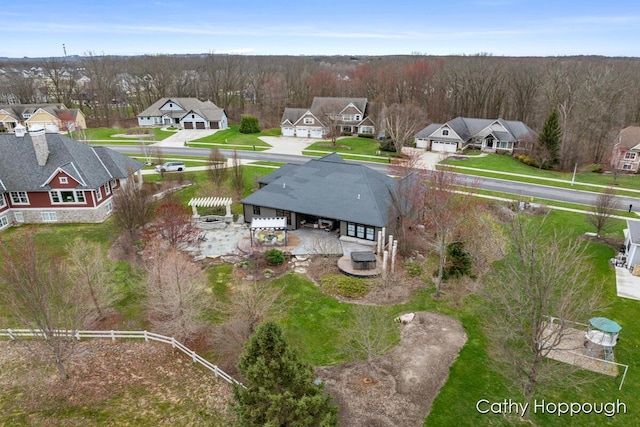 birds eye view of property with a residential view