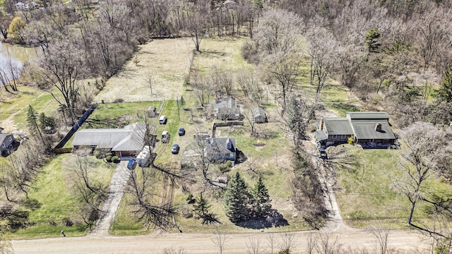 drone / aerial view with a rural view