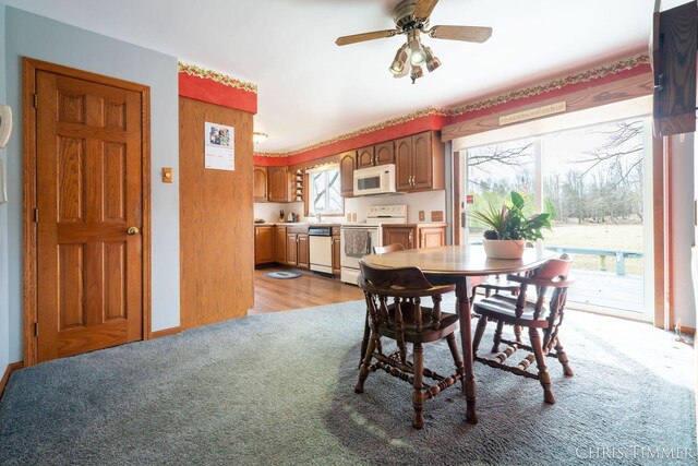 15230 Van Buren St Unit B, Holland, MI 49424 - dining space with light carpet and a ceiling fan