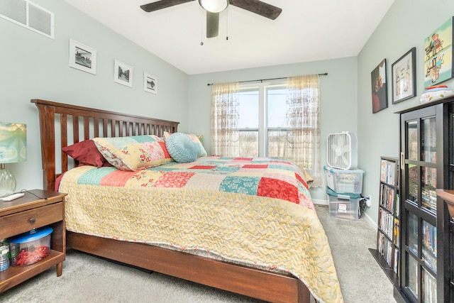 48320 Martz Rd, Van Buren Twp, MI 48111 - carpeted bedroom featuring visible vents, a ceiling fan, and baseboards