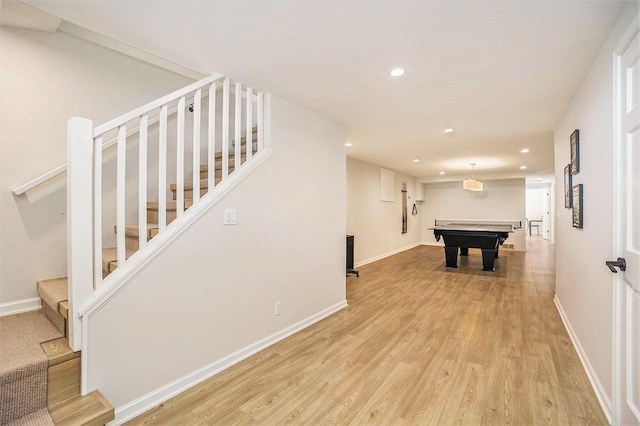 55 Gabriel Dr, South Haven, MI 49090 - playroom featuring light wood finished floors, billiards, recessed lighting, and baseboards
