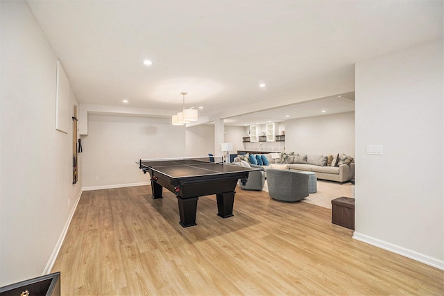 55 Gabriel Dr, South Haven, MI 49090 - recreation room featuring light wood-type flooring, recessed lighting, and baseboards