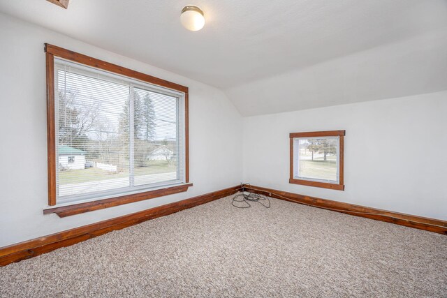 430 N Perry St, Barryton, MI 49305 - additional living space featuring baseboards, vaulted ceiling, and carpet flooring