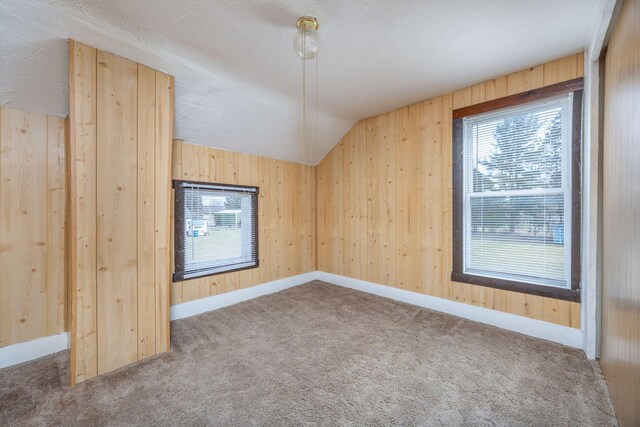 430 N Perry St, Barryton, MI 49305 - additional living space with vaulted ceiling, carpet flooring, and a wealth of natural light