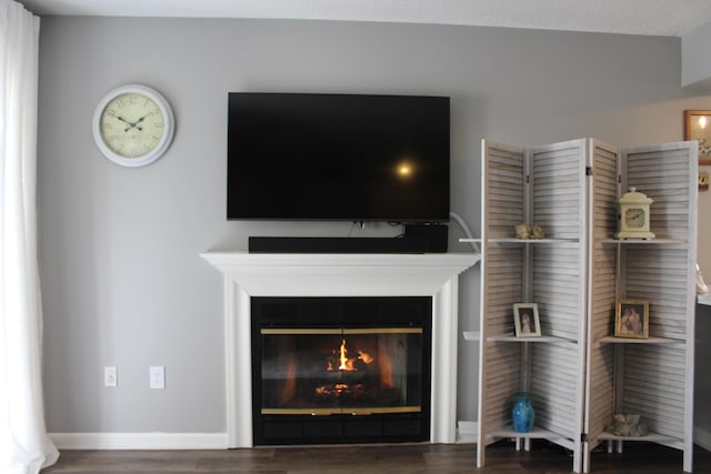3184 Windcrest Dr # 14, Grand Rapids, MI 49525 - interior details featuring baseboards, a glass covered fireplace, and wood finished floors