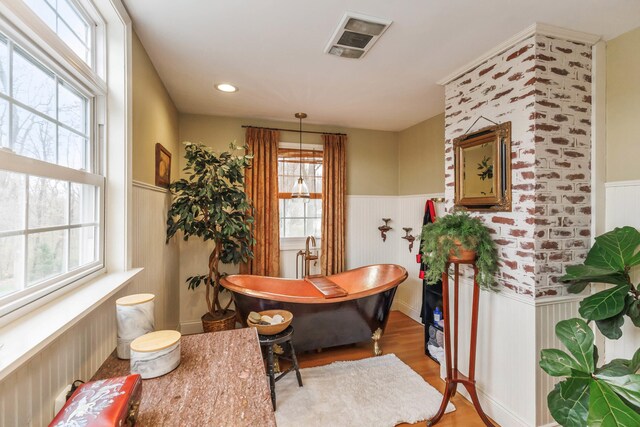 328 E 650 S, La Porte, IN 46350 - office with visible vents, wood finished floors, and a wainscoted wall