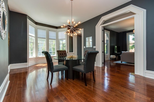 22 Jefferson Ave SE, Grand Rapids, MI 49503 - dining room with a chandelier, wood finished floors, and baseboards