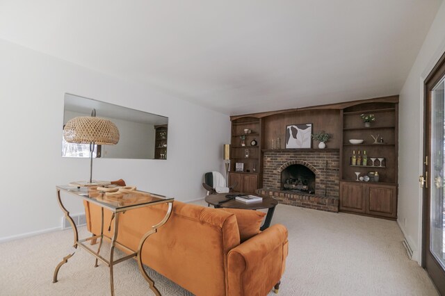 16230 Woodcrest Dr, Spring Lake, MI 49456 - living room featuring baseboards, a fireplace, visible vents, and carpet