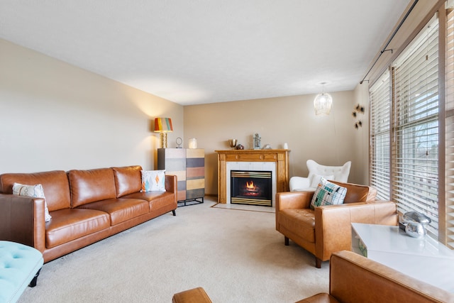 10951 N Waldron Rd, Jerome, MI 49249 - living area with a fireplace with flush hearth and light colored carpet