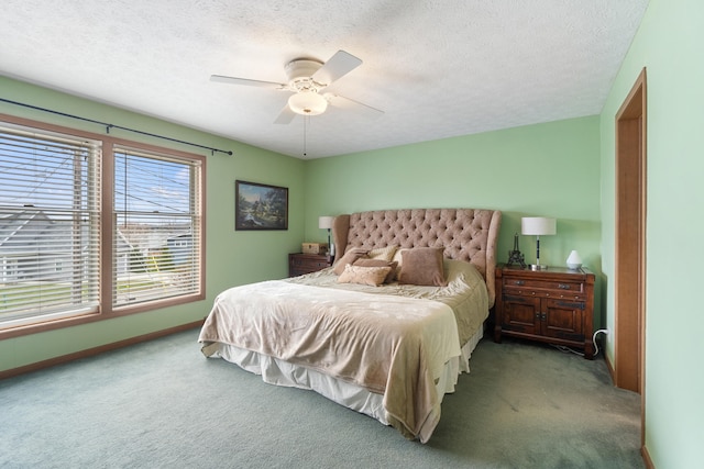 10951 N Waldron Rd, Jerome, MI 49249 - bedroom featuring a ceiling fan, carpet flooring, and a textured ceiling