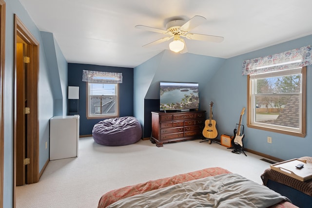 10951 N Waldron Rd, Jerome, MI 49249 - bedroom featuring carpet floors, multiple windows, visible vents, and baseboards