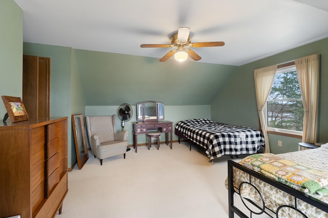 10951 N Waldron Rd, Jerome, MI 49249 - carpeted bedroom with lofted ceiling and a ceiling fan