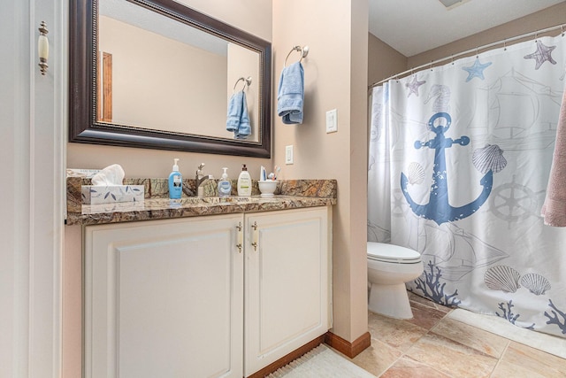 66100 Dolans Ave, Vandalia, MI 49095 - bathroom with vanity, curtained shower, and toilet