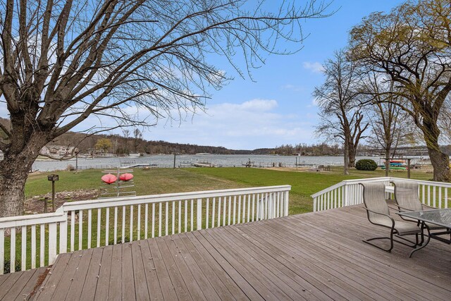 66100 Dolans Ave, Vandalia, MI 49095 - deck featuring a water view and a yard